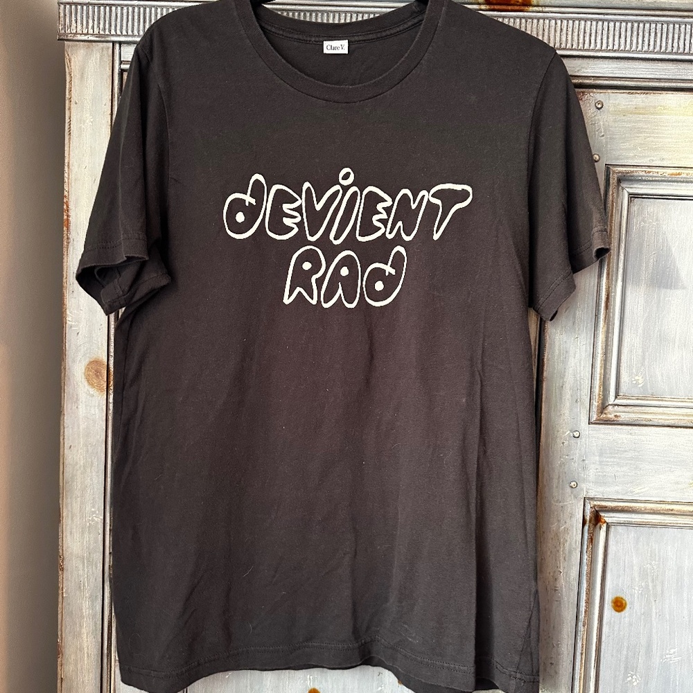 Clare V x Adam Scott Devient Rad Black t shirt Size L